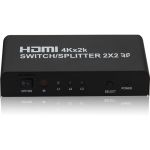 4XEM 2 Port HDMI 4K Splitter - 3840 x 2160 - 4K - 2 x 2 - Display  Projector - 2 x HDMI Out