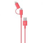 2-in-1 USB Charging and Data Cable1M (3')  Red USB to (Micro+Lightning)