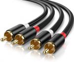 Premium 2RCA Male to 2RCA Male Cable 6.5ft Gold Plated Black
