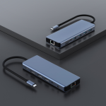 USB-C 13 IN 1 MST Hub HDMI(4K@60Hz)*2+DP1.2 (4K@60Hz)*1+USB3.0(5Gbps)*3+USB2.0(480Mbps)*1+USB-C 2.0*1+RJ45(1000M)*1
