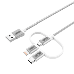 Unitek Y-C4036ASL USB-A to Micro USB Cable +Lightning USB-C Adaptor 1M (3ft) Silver
